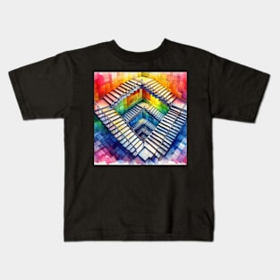 Psychedelic looking abstract illustration of Escher stairs Kids T-Shirt